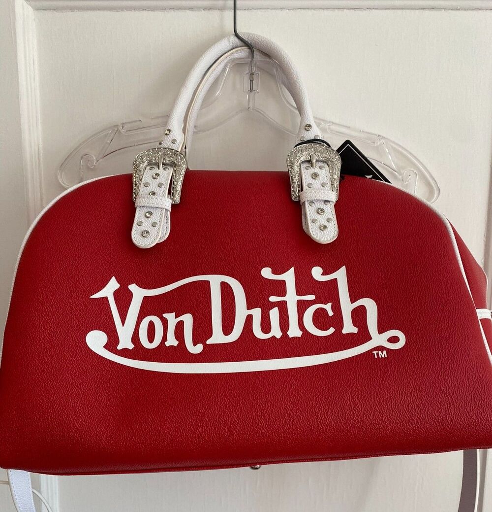 NEW Von Dutch Large Red & White Bowling Duffle Bag Retro 90's Y2K